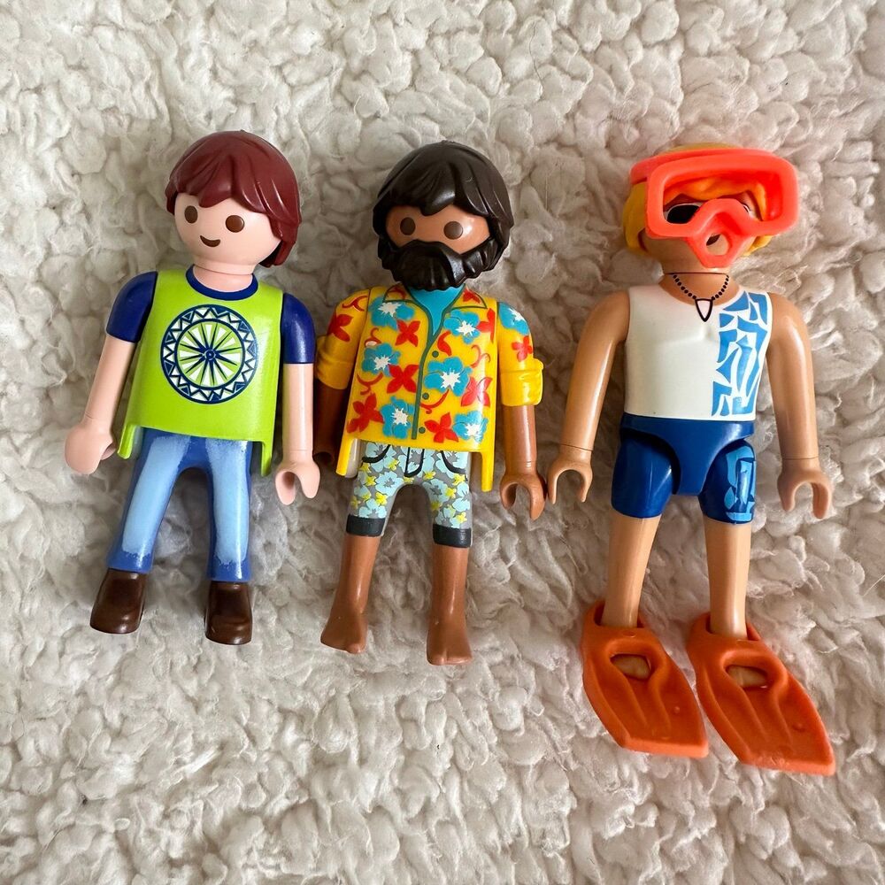 Playmobil Lot of 3 Figures Summer Scuba Men Toys Playset Accessories